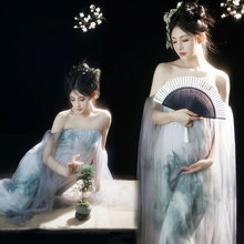 龙年新款孕妇拍照服装影楼主题仙气白色网纱礼服孕妈咪艺术照服