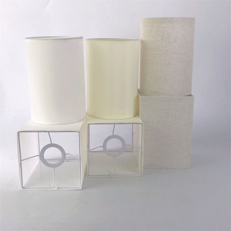 Cuadrado de tela de lino pantalla lámpara de mesa de noche dormitorio pantalla lámpara de pie Shell PVC pantalla suministro directo de fábrica