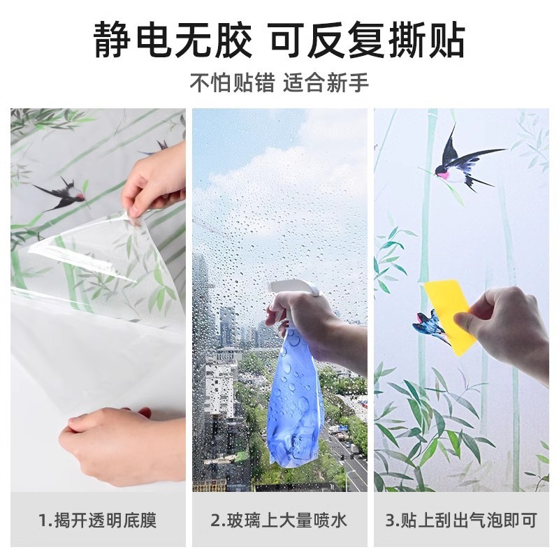玻璃贴纸透光不透明卫生间防走光防窥膜玻璃窗纸窗户贴膜装饰磨砂|undefined