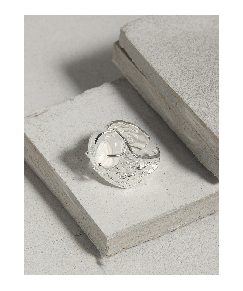 Adjustable Ring Size 1 Piece Quantity 1 Piece 925 Sterling Silver Irregular Fold Texture Crystal 18K Gold Plated White Gold Plated Open Ring