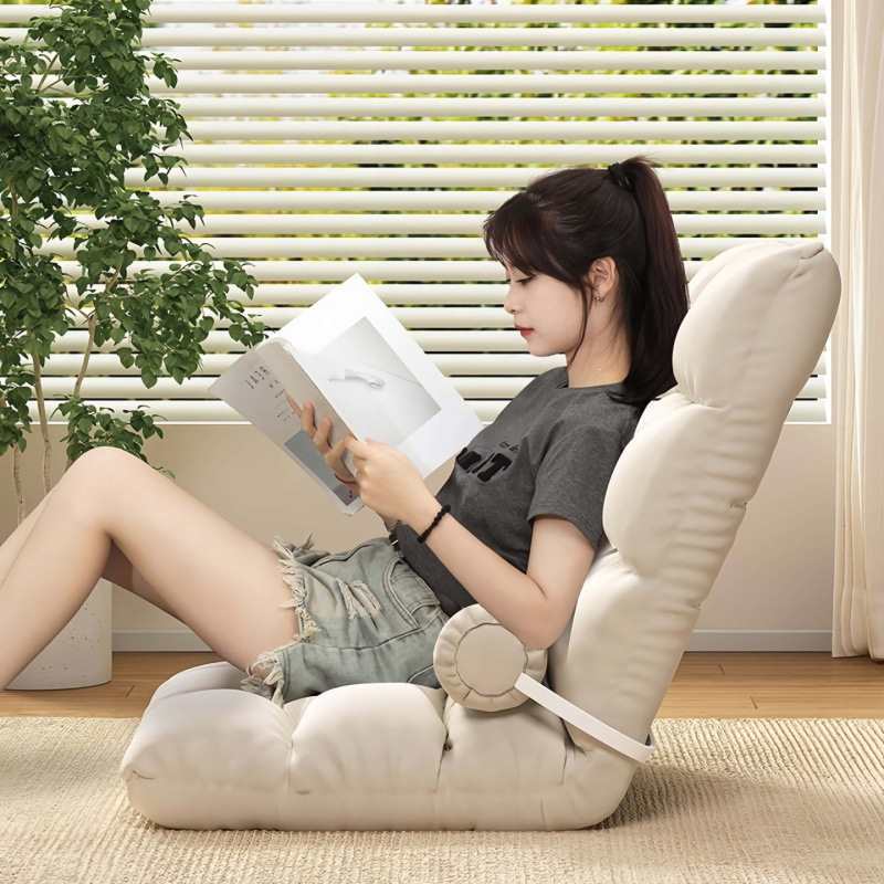 Lazy Sofa for Student Dormitory, Bed Backrest Chair, Bay Window Tatami Single Small Sofa, Can Be Used for Sleeping or Reclining, with Cushion