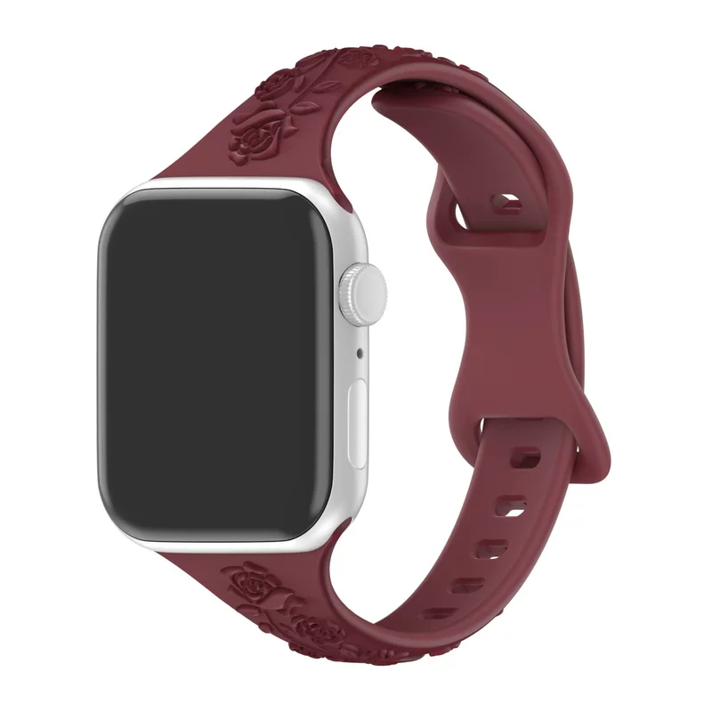 Рельефный рисунок ремешка Apple подходит для Apple iwatch10 стерео маленькие розовые силиконовые ремешки частная модель