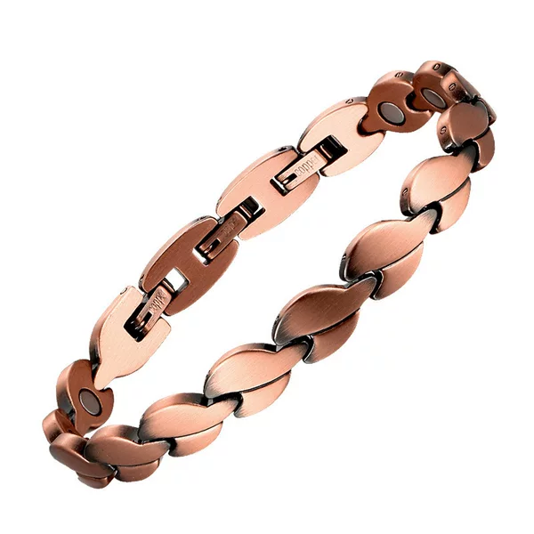 European and American Cross-Border New Style Simple Red Copper Leaf Bracelet Magnetic Therapy Energy Jewelry High-End Set Fashion Accessories
