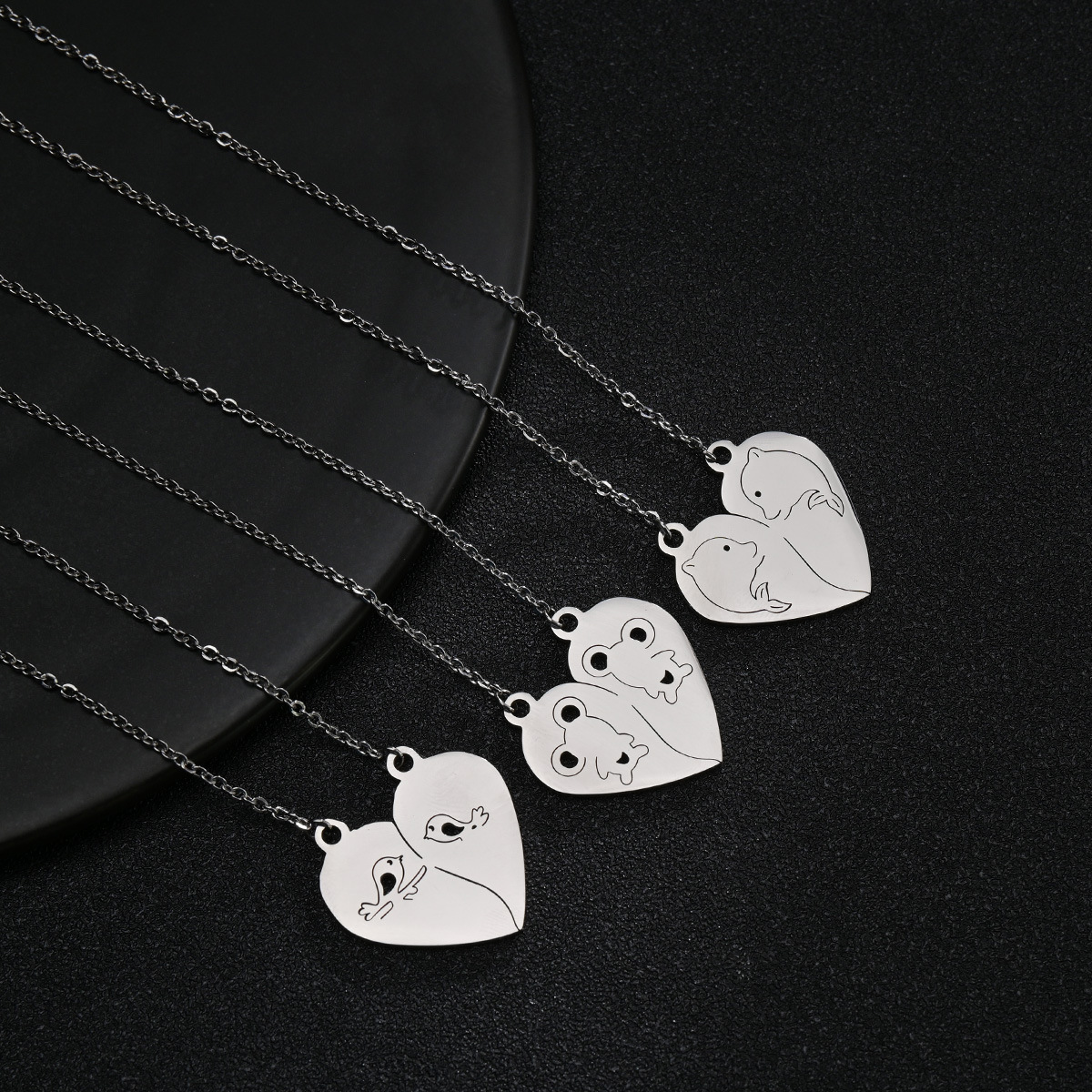Simple Style Heart Shape Stainless Steel Pendant Necklace Stainless Steel Necklaces_colorza_3
