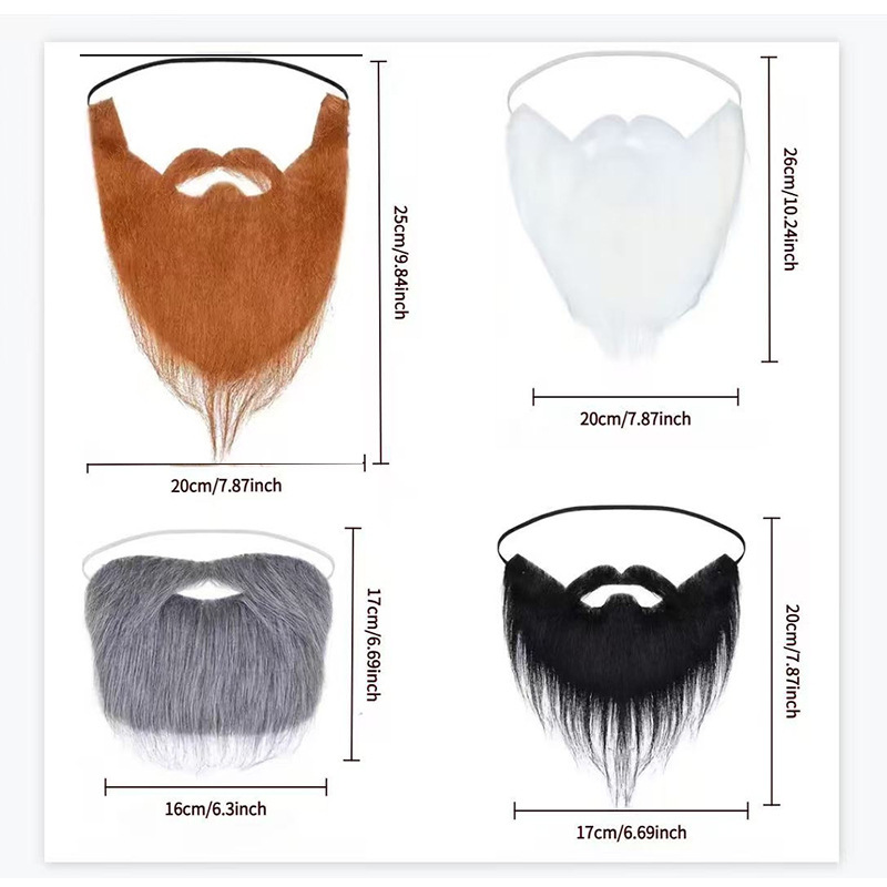Amazon Halloween Beard Santa Claus Big Beard White Long Hair Black Big Beard Party Beard Dress up