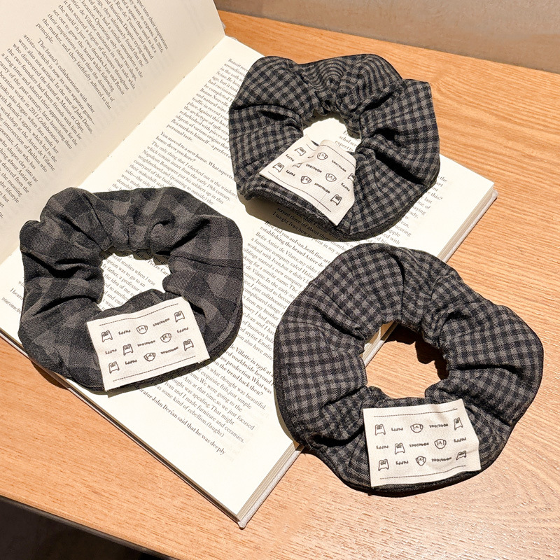 Colegio gris de viento cuadriculado anillo de cabello intestino grueso estudiantes de cabello simple cuerda de cabello universal cuerda de cabello de niña