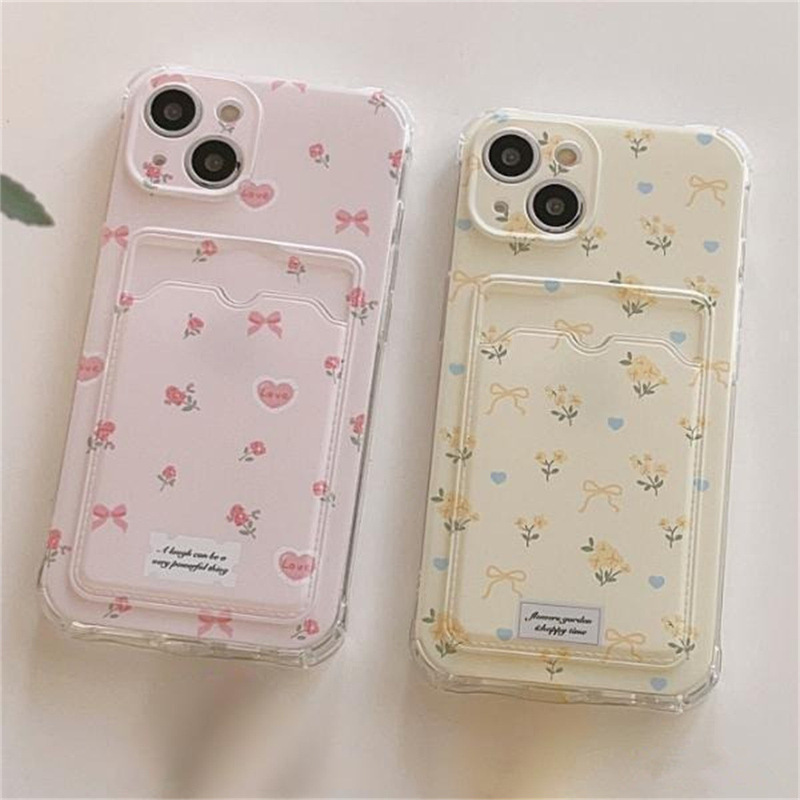 Cross-Border Floral Apple 17Air/16E Compatible 13 Phone Case 15 iPhone 11 with Card Slot 12Promax/14