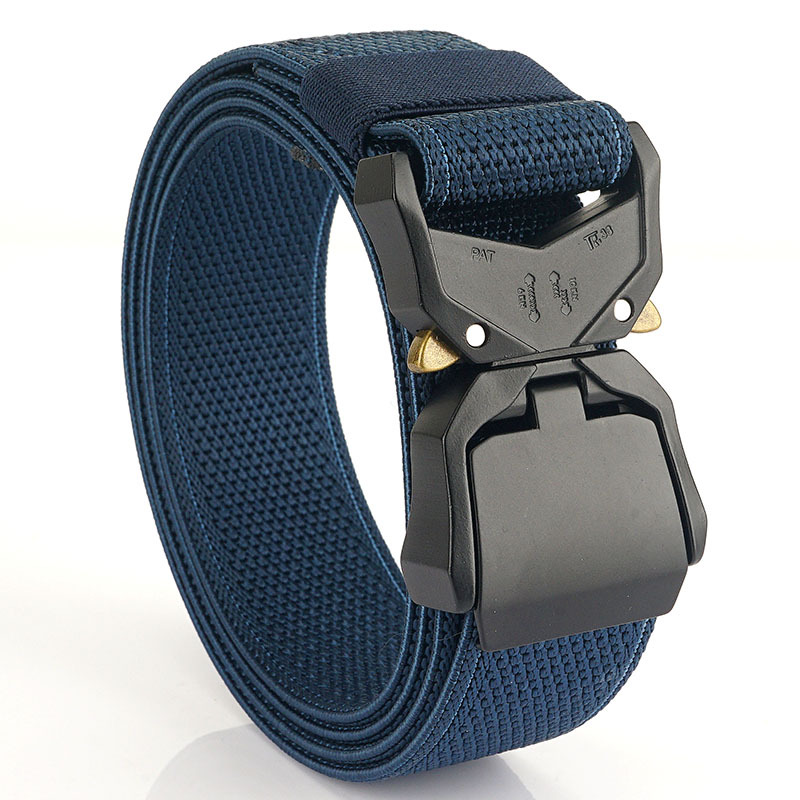 Nuevo cinturón táctico de aleación de aluminio de los hombres de función rápida hebilla de nylon real elástico tejido pantalones de lona cinturón