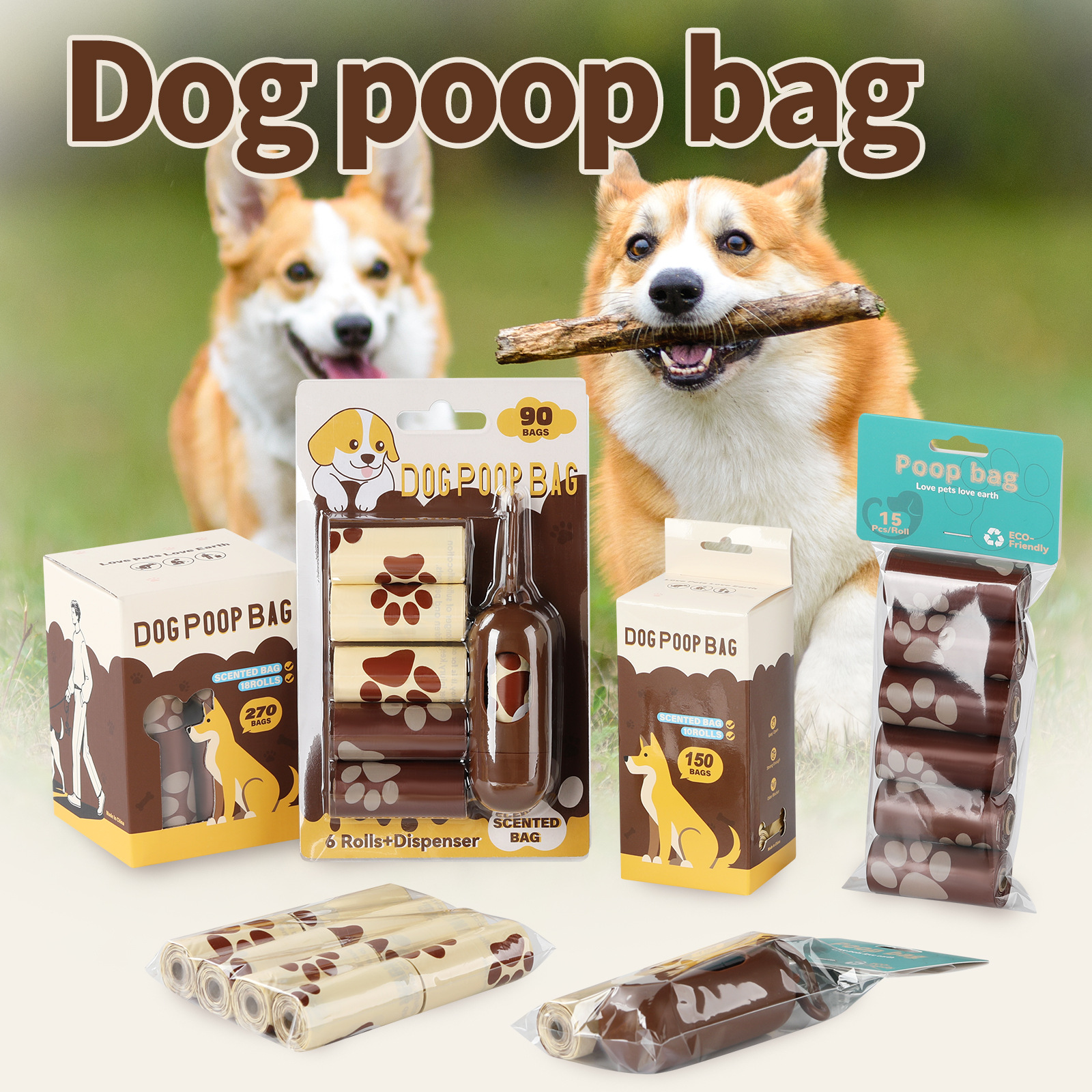 Transfronterizo temuTK bolsa desechable de basura de mascotas ecológica para perros dispensador de bolsas de heces plásticas recicladas bolsa de plástico