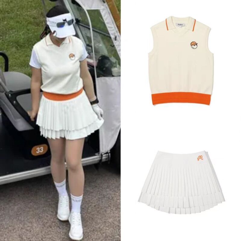 South Korea Malbon Golf Women's 2025 Summer Suit Short Skirt Knitted Vest Top White Quantity Green Other South Korea Malbon Golf Women's 2025 Summer Suit Short Skirt Knitted Vest Top White Quantity Green Other