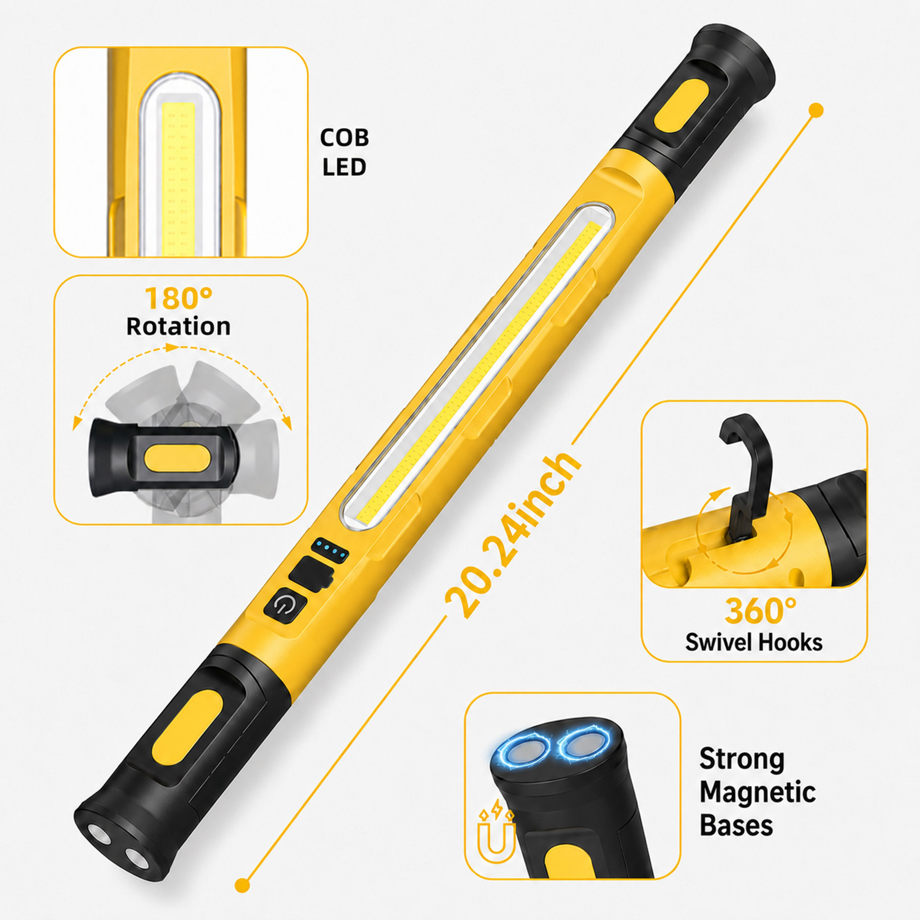 Popular repair work light, multifunctional magnetic flashlight, outdoor power bank, COB with hook, camping work light