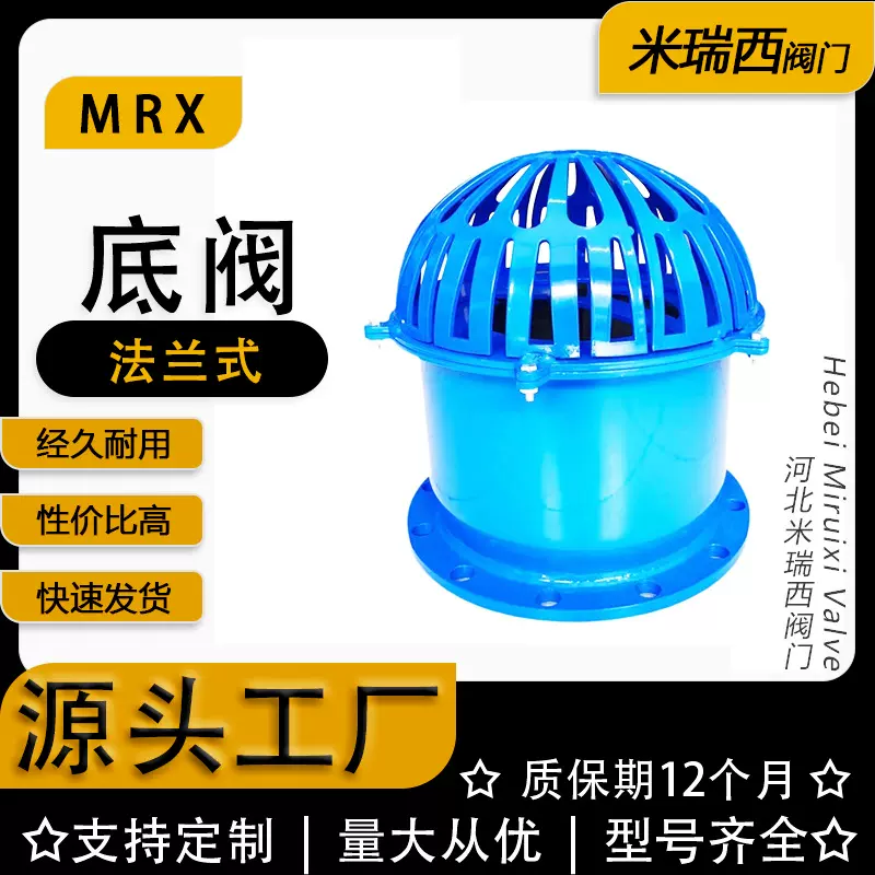 法兰底阀 球铁铸铁水泵吸水流量底阀花篮头H42X-16 厂家河北