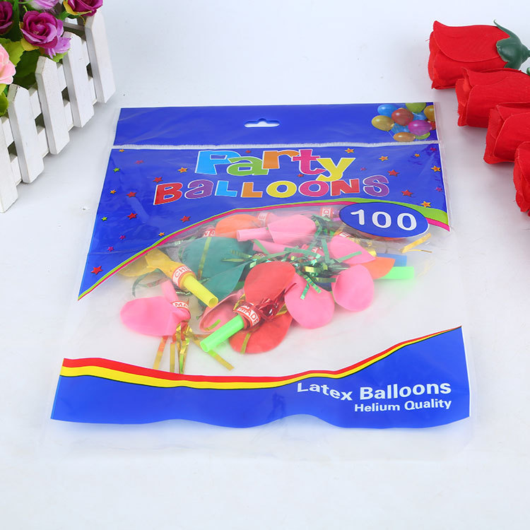 Puesto de mercado nocturno suministro globo de látex silbato de seda de oro globo flauta globo de juguete para niños globo de cuerno