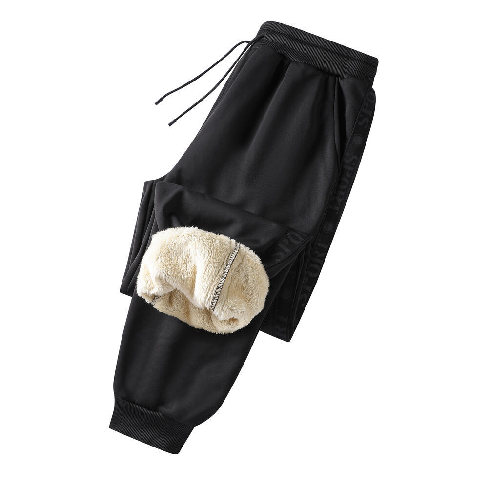 2026 Winter Cross-Border Men's Casual Pants, Lambswool Fleece, Plus Size, Loose Fit, Fleece Lined, Thickened Running Pants