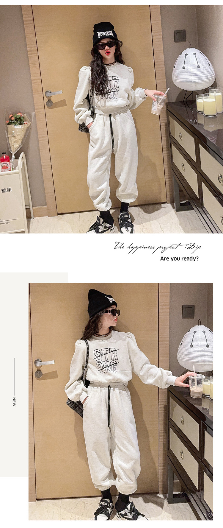 Conjunto deportivo para niñas de felpa otoño e invierno 2023, nuevo suéter grueso de moda para niños de talla mediana a grande con alpaca_voghion.com