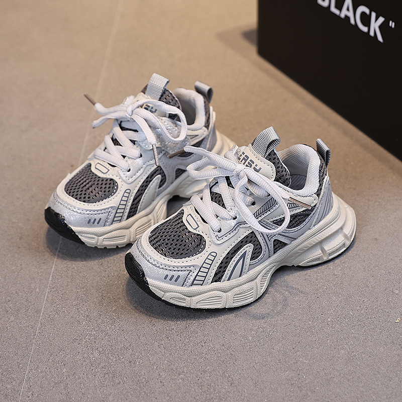 Tênis esportivo infantil de primavera, respirável, em malha, tamanhos médio e grande, para meninos e meninas, modelo "Dad Shoes"._voghion.com