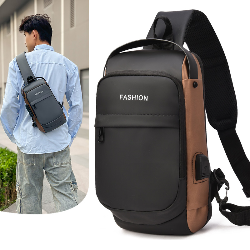 2026 New Men's Chest Bag, Fashionable and Trendy Large Capacity Backpack, Multifunctional with Combination Lock, Men's Motorcycle Bag