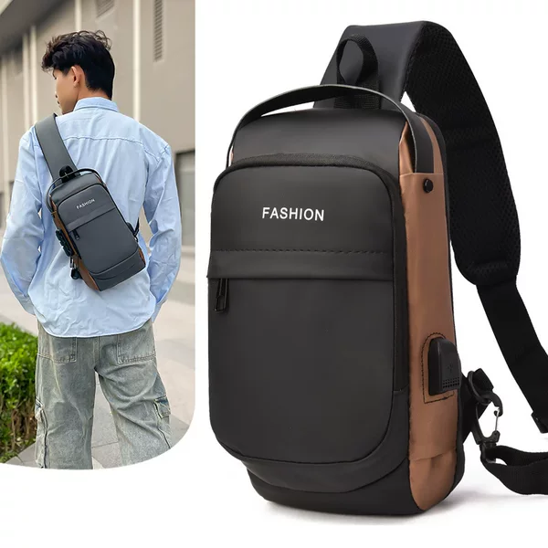 2026 New Men's Chest Bag, Fashionable and Trendy Large Capacity Backpack, Multifunctional with Combination Lock, Men's Motorcycle Bag