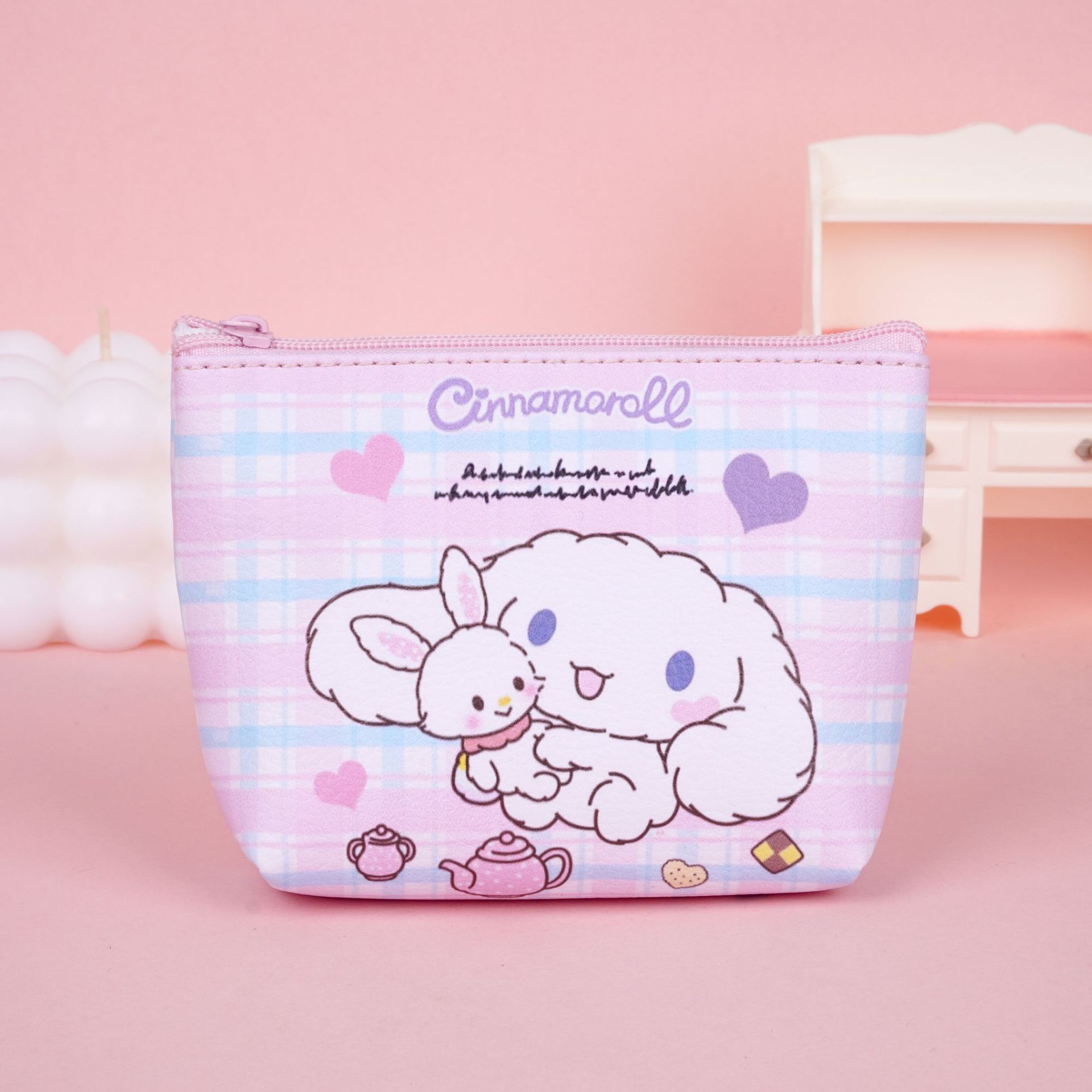 Coreano ins chica corazón de dibujos animados bolsas de cambio estudiantes lindos auriculares portátiles impermeables bolsa de almacenamiento de corteza bolsa de monedas