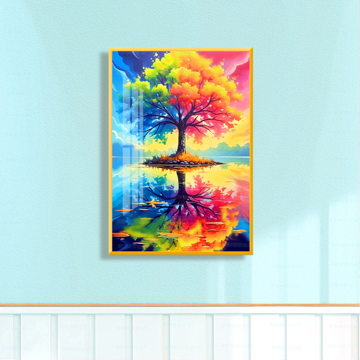 Mona Lisa Real bordado de colores árboles nuevos modernos sueños estética sala de estar decoración de puerta de entrada bordado a mano image 2