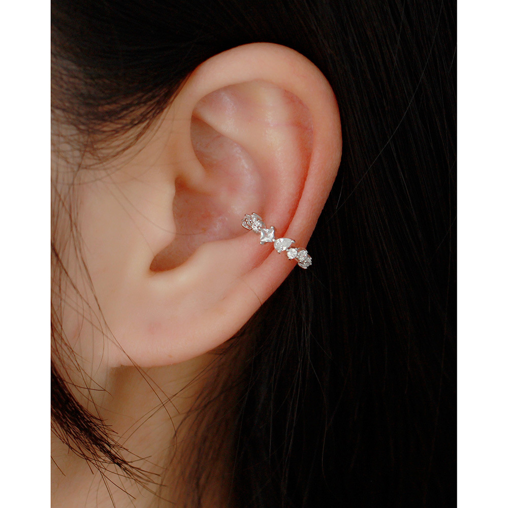 1 Paire Style Simple Carré Incruster Argent Sterling Zircon Clips D'oreille display picture 1