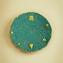 复古老岩泥敦煌描金壶承千佛窟风格手作干泡台茶承紫砂养壶垫托盘