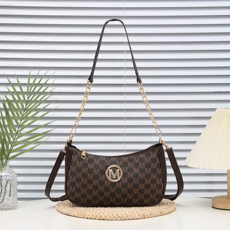 Europa y América letras retro impresión bolso de brazo personalidad M bolso de hombro de moda cadena bolso portátil