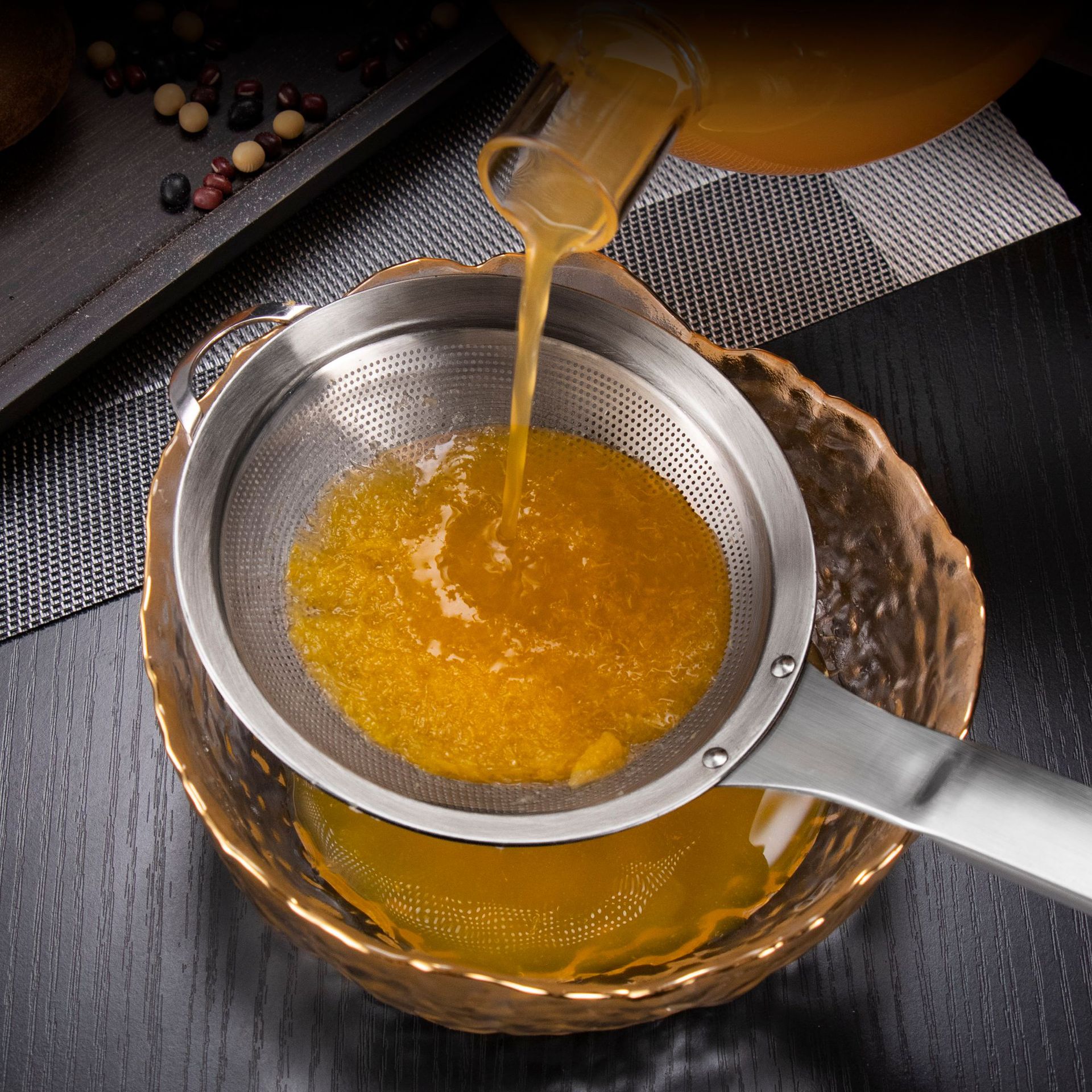 304 Stainless Steel Large Colander Plastic Filter Screen Soy Milk Juice Filter Spoon Punching Fine Hole Small Colander