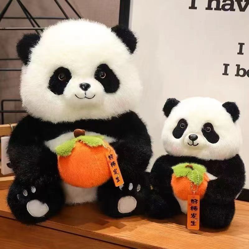 クリエイティブな良いことが起こる柿パンダぬいぐるみシミュレーションパンダ人形成都旅行のお土産ジャイアントパンダ|undefined
