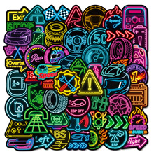 56张亚马逊temu热销霓虹赛车涂鸦贴纸炫彩个性笔记本头盔防水贴画