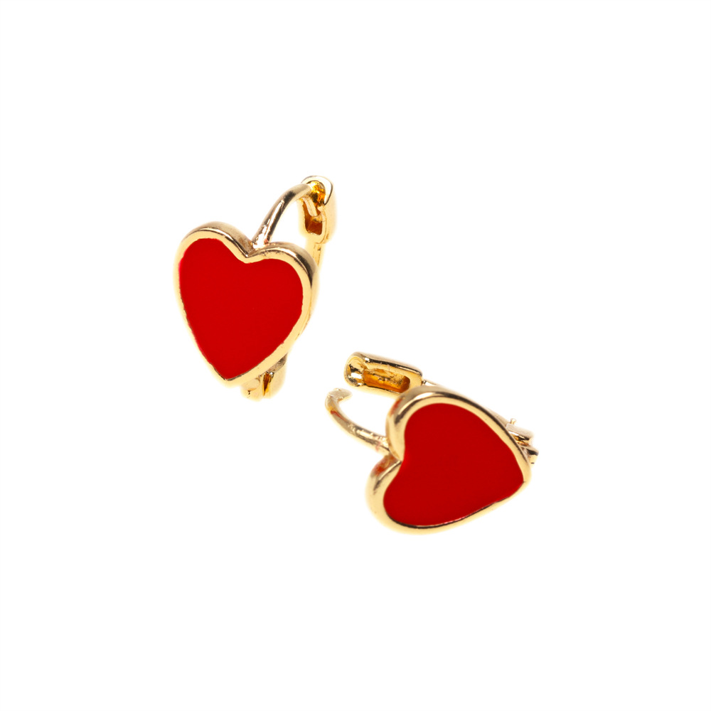 Fashion Dripping Oil Heart-shape Copper Earrings Wholesale display picture 12