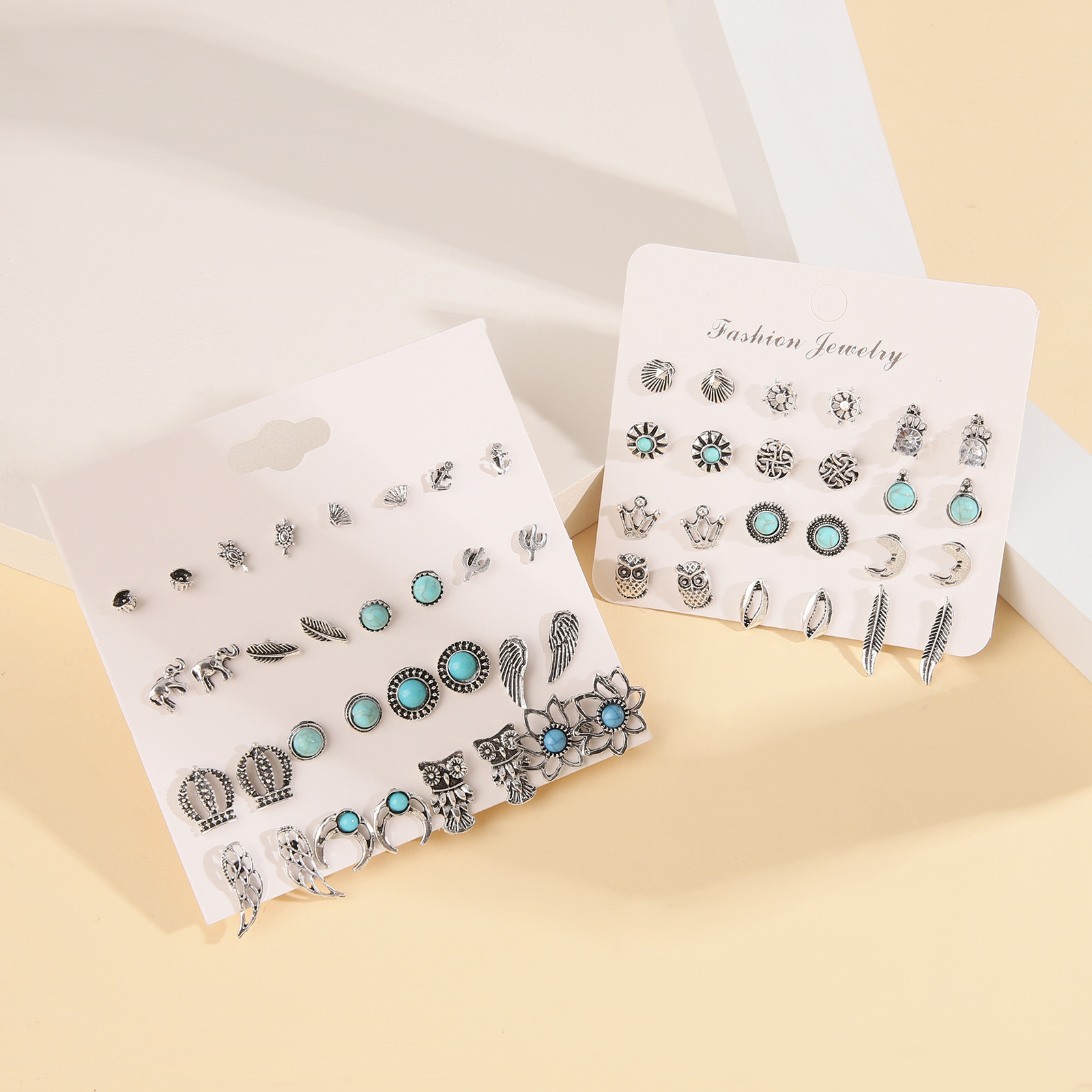 16 Pairs Retro Geometric Alloy Plating Womenu0027S Ear Studs