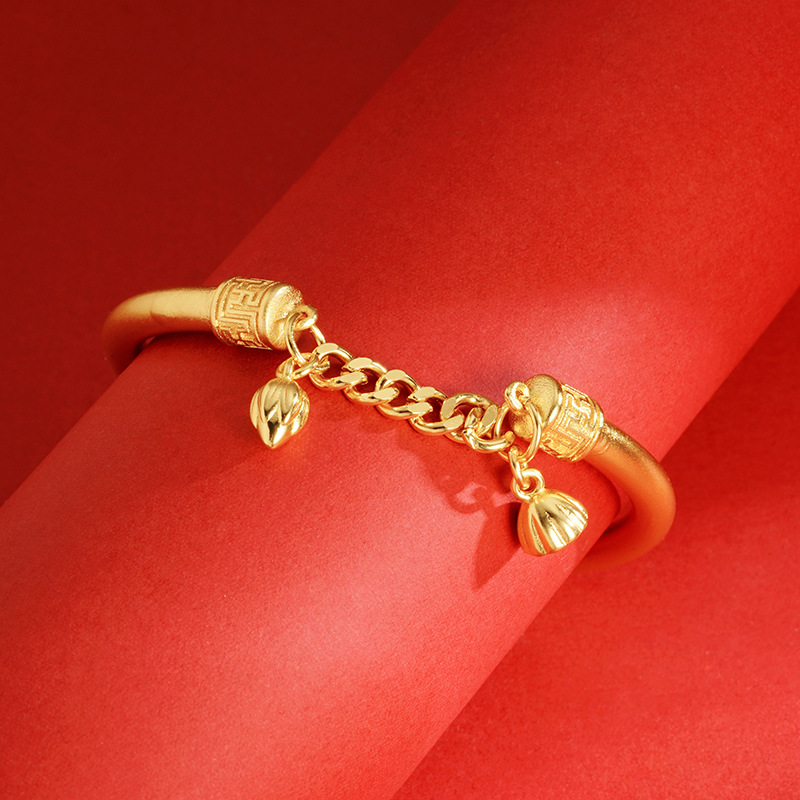 Moda nacional estilo antiguo dos amantes del mundo pulsera de loto Vietnam arena oro Lotus dosel pulsera brillante tótem boda vivo popular