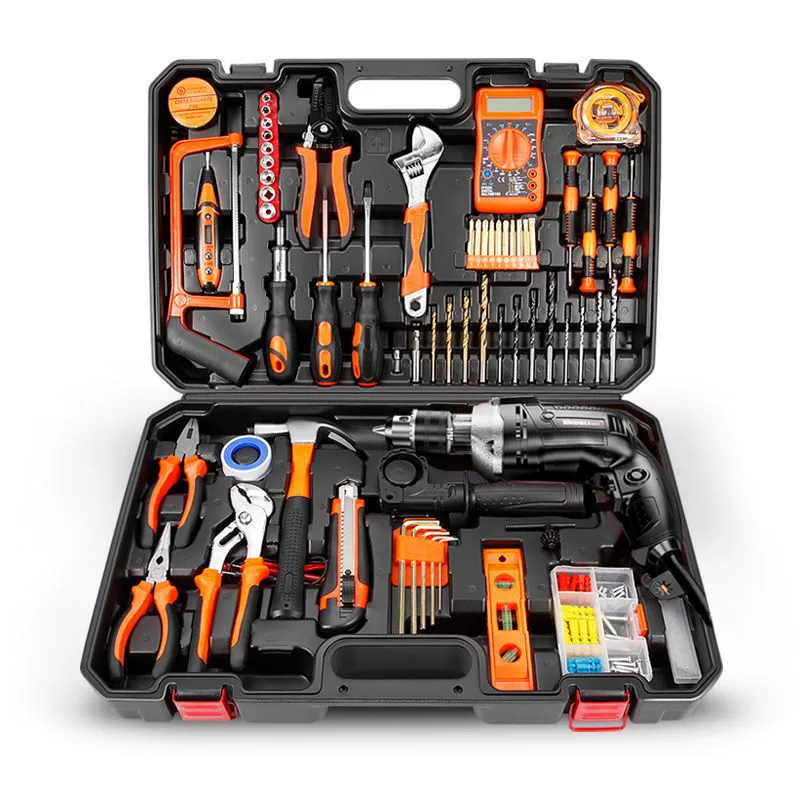 Tools set handmade, electric drill, universal carpentry for repair