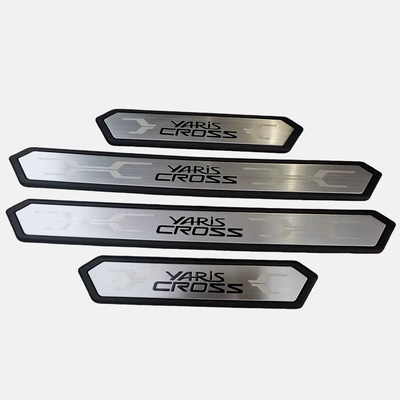 Suitable for 23-24 Toyota Yaris Welcome Pedal, 21 Corolla Modified Threshold Strip, Plastic Trunk Guard (Dekorativ pedal başlıqları) - 23-24-yaris-plastic-door-sill-strip-silver-black-label