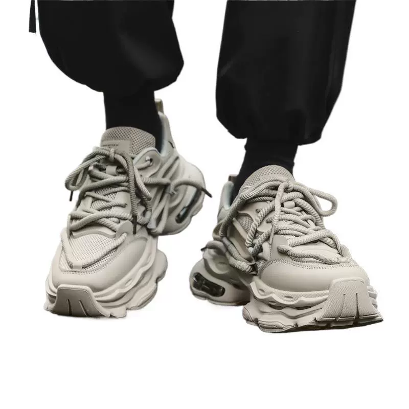 Новые популярные мужские туфли 2024 года, модные спортивные ретро-«dad shoes», мужские трендовые обувь на толстой подошве для увеличения роста, дышащая сетка