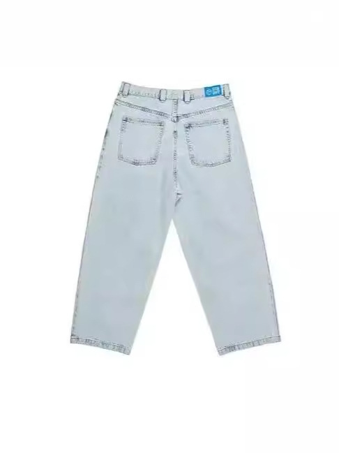 Polar Big Boy jeans Y2K Harajuku Hip Hop dibujos animados bordado azul pantalones vaqueros sueltos hombres