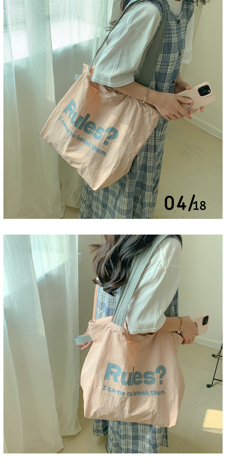 Fashionable and simple letter print large-capacity tote bag 2025 new style contrasting color versatile drawstring pleated single-shoulder bag undefined