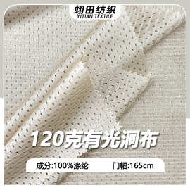 75D经编有光洞布全涤网眼布亮光马甲面低弹鸟眼户外运动套装面料