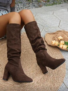 J 20471 Pointed Toe Stacked Boots ���^�Ѷ�ѥ �羳����