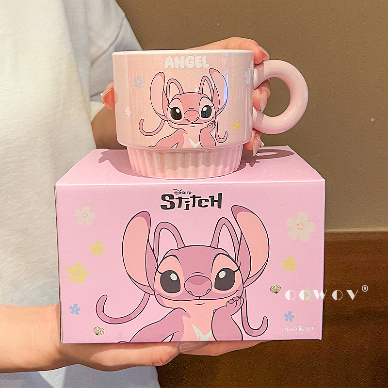 La nueva taza de regalo de cumpleaños apilada de cerámica Stitch, taza de agua, taza de alto valor para niñas, recuerdo para el hogar