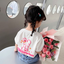 女童T恤夏季2024新款韩版洋气儿童短袖夏装女宝宝半袖体恤上衣潮