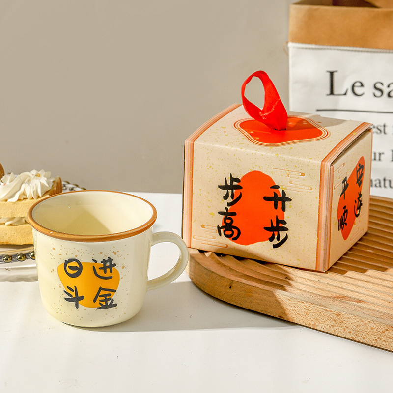 Regalo de mano deseo taza de cerámica de alto valor creativo de chicas taza de café retro taza de regalo de cumpleaños