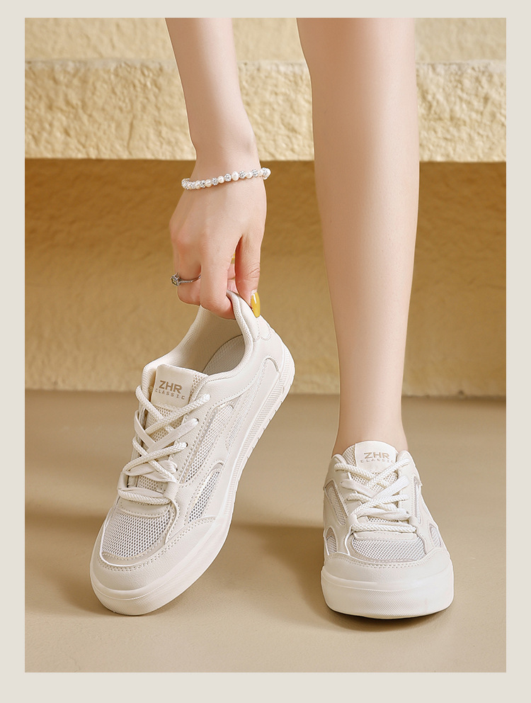 Giày sneaker nữ mặt lưới thoáng khí đế bằng siêu mềm — KS118E màu be chi tiết 16