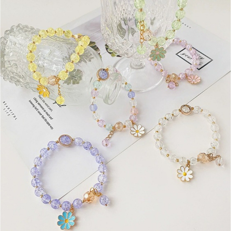 Cross-border wholesale flash crystal daisy bracelet Joker flower high sense handmade beads Korean personality creative design Cross-border wholesale flash crystal daisy bracelet Joker flower high sense handmade beads Korean personality creative design
