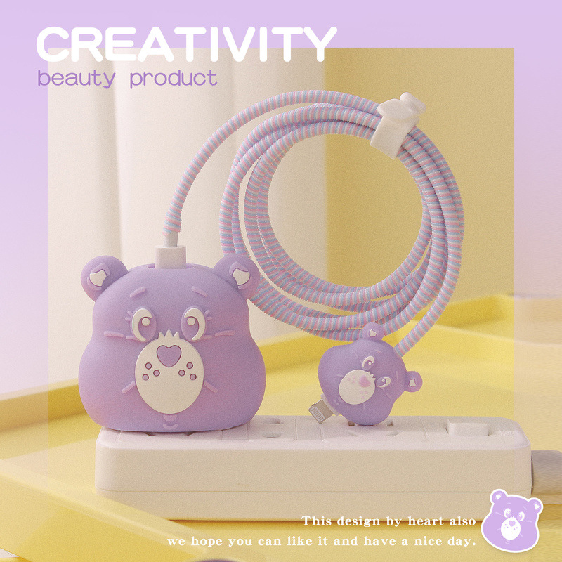 Nuevo cable de datos de dibujos animados cubierta protectora adecuado para Apple carga rápida cabeza 18/20W carga cabeza cubierta protectora Winder