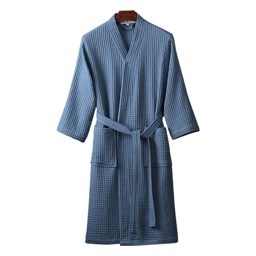 Сточенные хлопчатобумажные халаты весной и летом тонкие утренние халаты длинные вафли