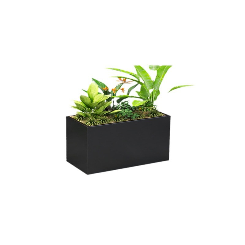 Caja de hierro forjado verde al aire libre terraza terraza caja de plantación de metal al aire libre casa patio producto acabado cama de flores combinada