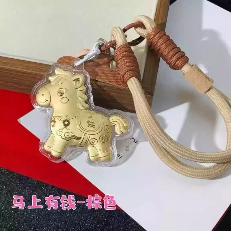 水贝爆款足金999马上有钱卡通手机链挂件挂饰钥匙扣黄金包包挂饰|undefined