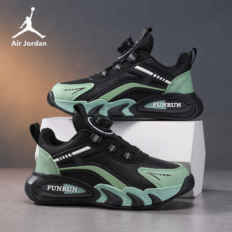 Jordan Boys' Sports Shoes 2026 Spring and Autumn New Style Rotating Buckle Mesh Breathable Double Cotton Single Shoes Kidsren's Basketball Shoes